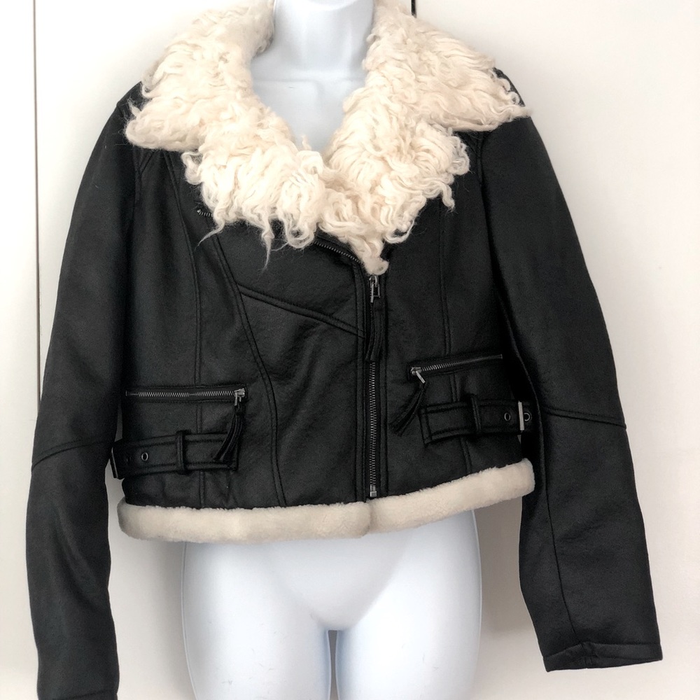 NWT Pleather Faux Fur Jacket